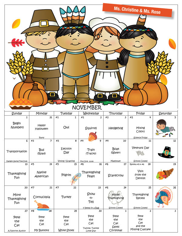 Discovering Me Nursery School November 2022 Calendar