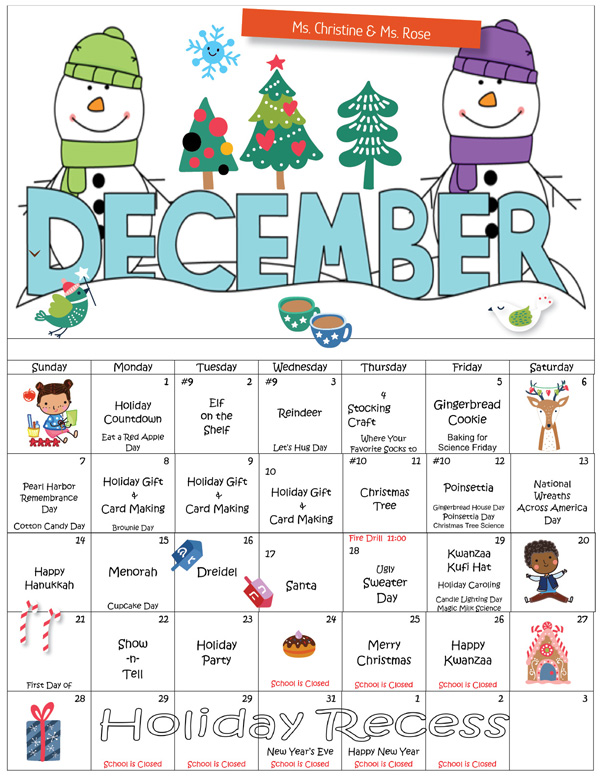 DMNS_2025-December-Activity Calendar for Ms. Rose and Ms. Christine