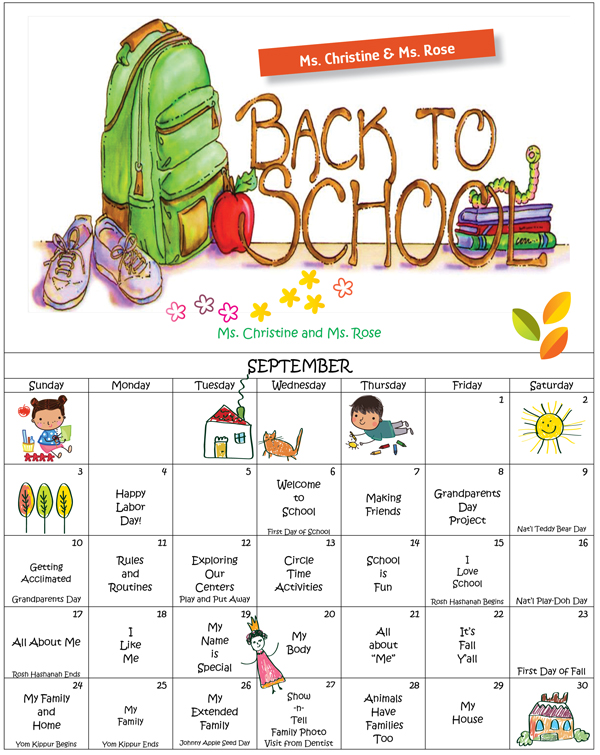 Discovering Me Nursery School September 2023 activity calendar-2