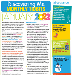Discovering Me Nursery School January 2022 Calendar and Newsletter