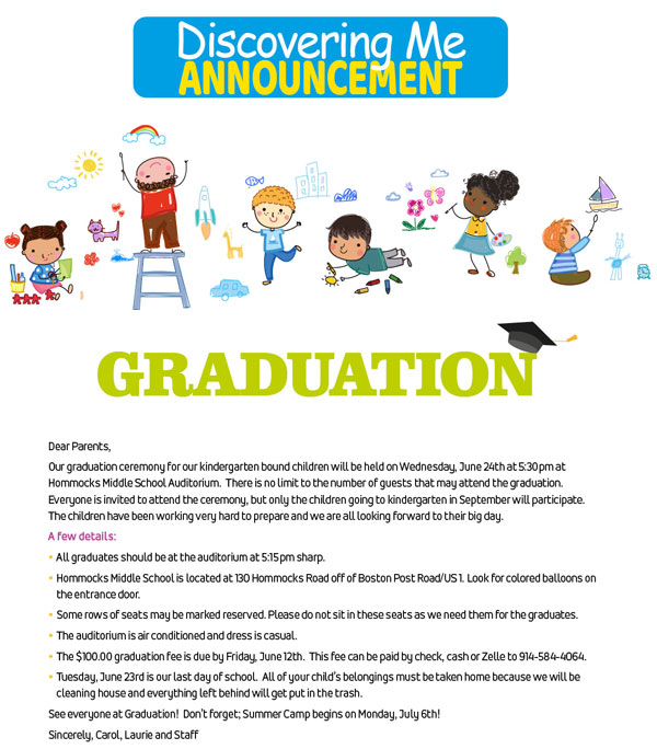 Discovering Me Nursery School 2026 Graduation Letter